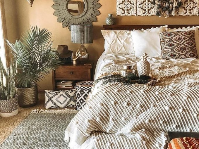 Bí kíp trang trí nội thất phòng ngủ theo phong cách Bohemian gần gũi cùng thiên nhiên